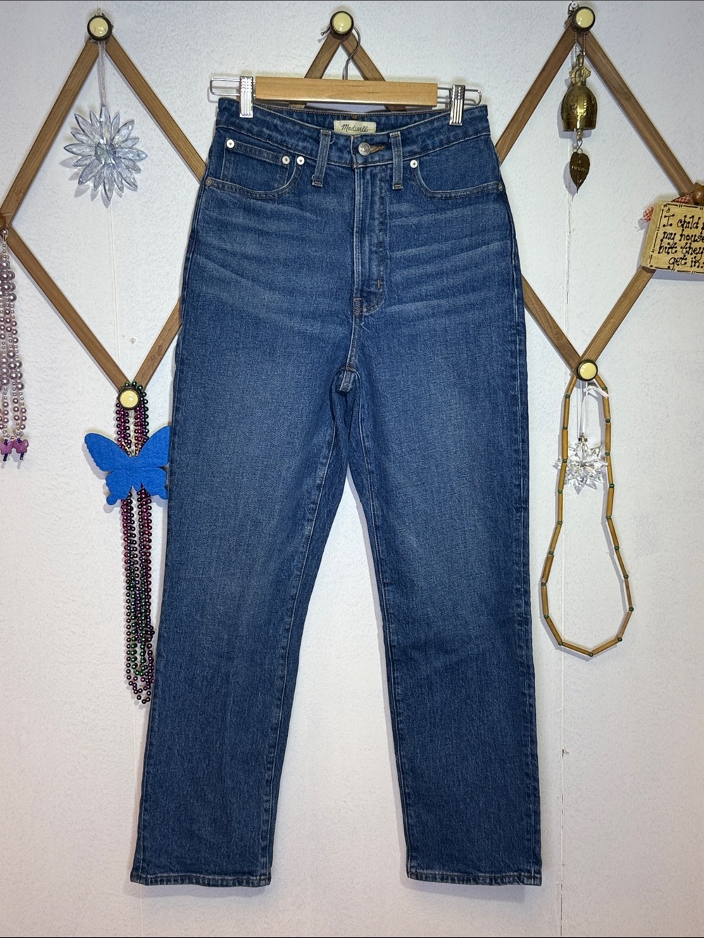 Madewell Classic Straight-Leg High-Rise Jeans in Dark Blue Denim